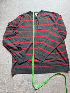 Sonoma Men’s Charcoal Gray Crewneck Sweater with Red Stripes